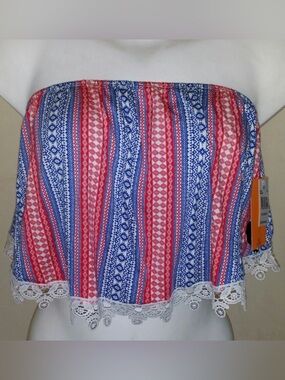 RIP CURL STARDOM TUBE TOP RED-WHITE-BLUE Size Large NEW WITH TAGS, 4th of July!